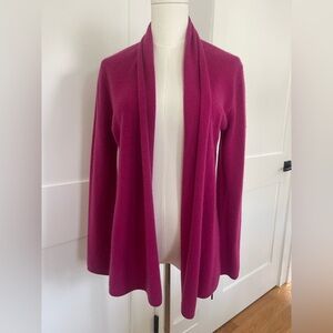 NWT Neiman Marcus Cashmere Collection Open-Front Magenta Sweater Cardigan | S